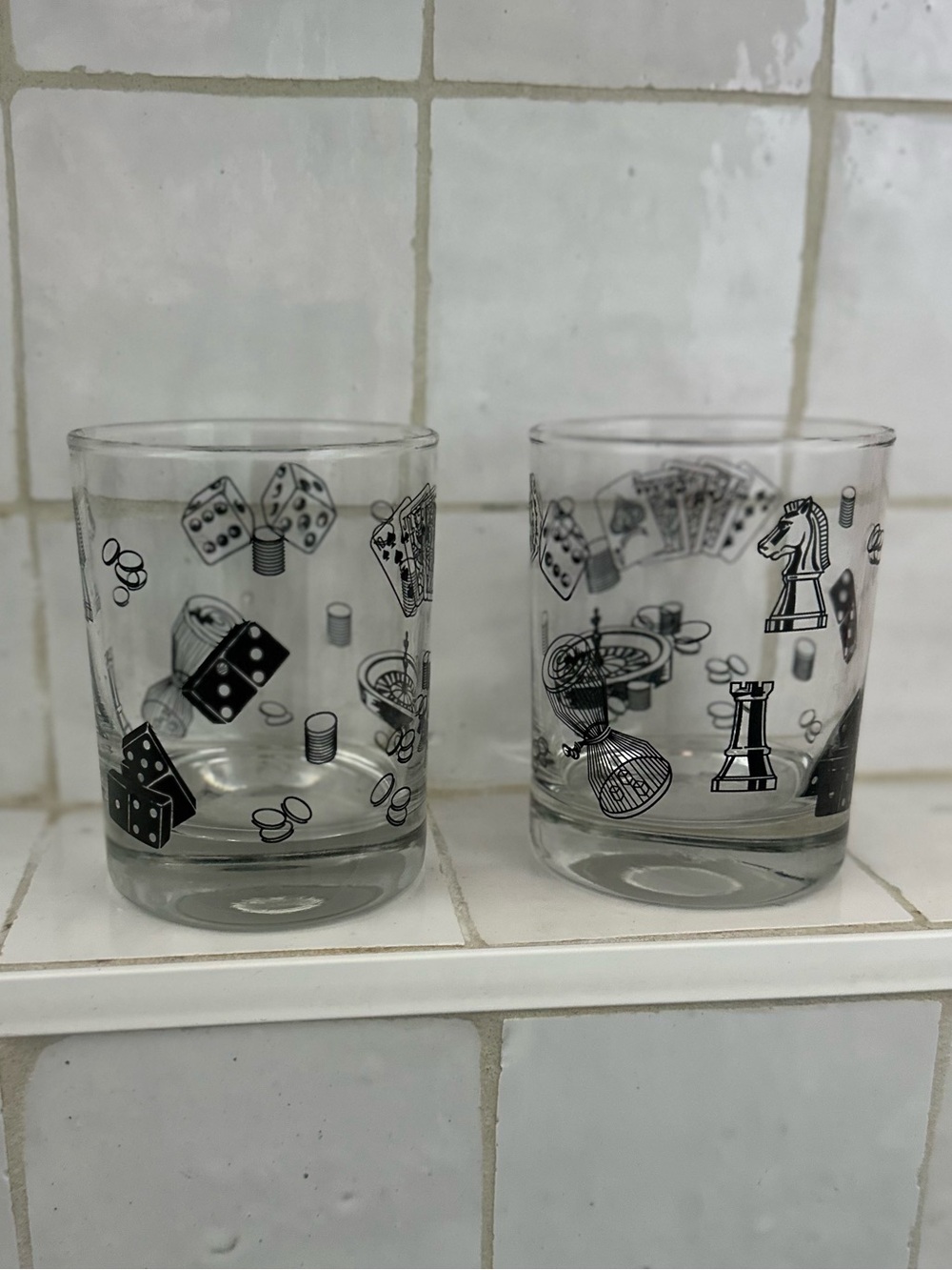 Vintage MCM Hazel Atlas Casino Night Tumbler (set of 2)